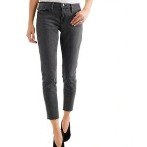 Frame Denim Le Garcon Women’s Jeans Size 25 / 0 Gray Mid Rise Stretch Raw Hem